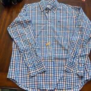 HEYBO Outdoors Blue & Orange‎ Long  Sleeve Button Down